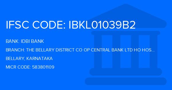 Idbi Bank The Bellary District Co Op Central Bank Ltd Ho Hospet Moka Branch IFSC Code