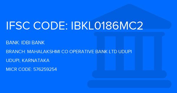 Idbi Bank Mahalakshmi Co Operative Bank Ltd Udupi Branch IFSC Code