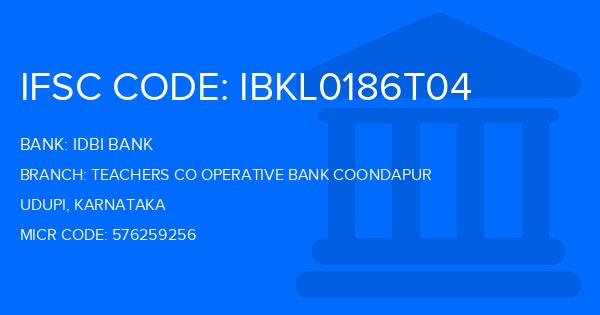 Idbi Bank Teachers Co Operative Bank Coondapur Branch IFSC Code