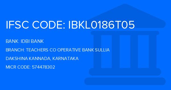 Idbi Bank Teachers Co Operative Bank Sullia Branch IFSC Code