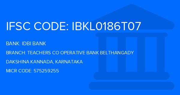 Idbi Bank Teachers Co Operative Bank Belthangady Branch IFSC Code