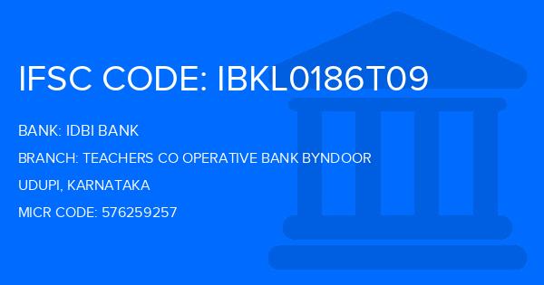 Idbi Bank Teachers Co Operative Bank Byndoor Branch IFSC Code