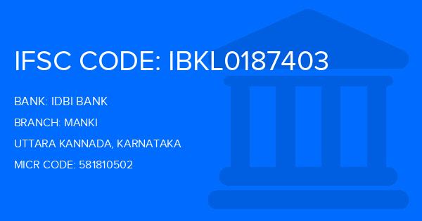 Idbi Bank Manki Branch IFSC Code