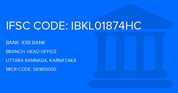 Idbi Bank Head Office Branch IFSC Code
