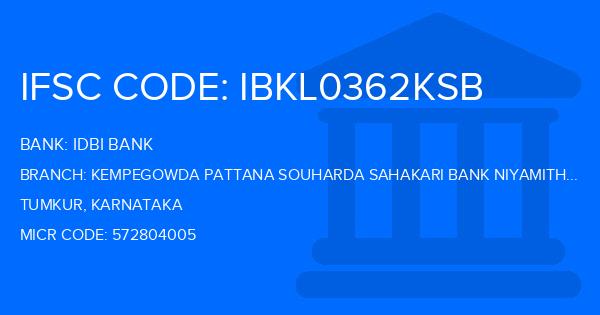Idbi Bank Kempegowda Pattana Souharda Sahakari Bank Niyamitha Branch IFSC Code