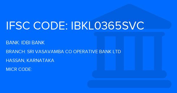 Idbi Bank Sri Vasavamba Co Operative Bank Ltd Branch IFSC Code
