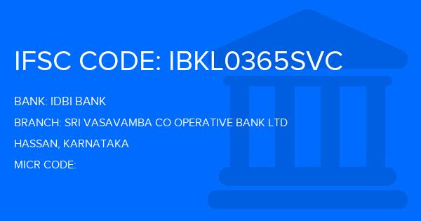 Idbi Bank Sri Vasavamba Co Operative Bank Ltd Branch IFSC Code