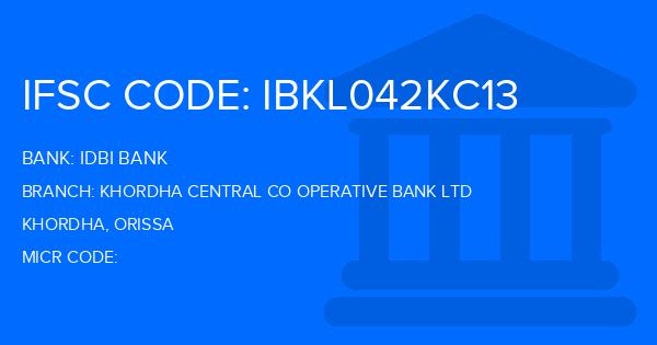 Idbi Bank Khordha Central Co Operative Bank Ltd Branch IFSC Code