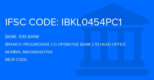 Idbi Bank Progressive Co Operative Bank Ltd Head Office Branch IFSC Code