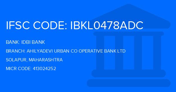 Idbi Bank Ahilyadevi Urban Co Operative Bank Ltd Branch IFSC Code