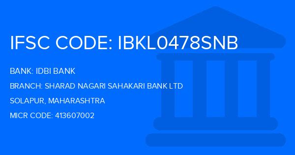 Idbi Bank Sharad Nagari Sahakari Bank Ltd Branch IFSC Code