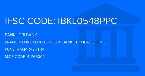 Idbi Bank Pune Peoples Co Op Bank Ltd Head Office Branch IFSC Code