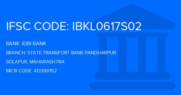 Idbi Bank State Transport Bank Pandharpur Branch IFSC Code