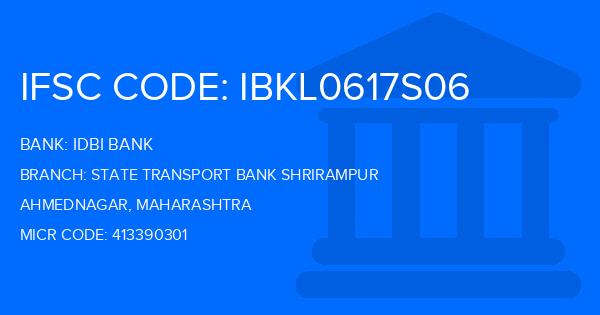 Idbi Bank State Transport Bank Shrirampur Branch IFSC Code