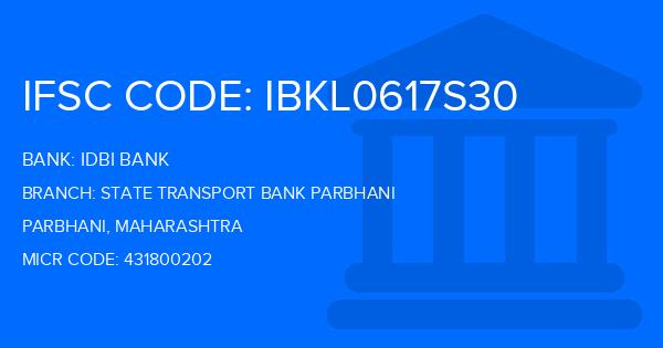 Idbi Bank State Transport Bank Parbhani Branch IFSC Code
