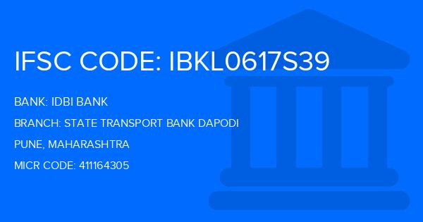 Idbi Bank State Transport Bank Dapodi Branch IFSC Code