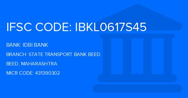 Idbi Bank State Transport Bank Beed Branch IFSC Code