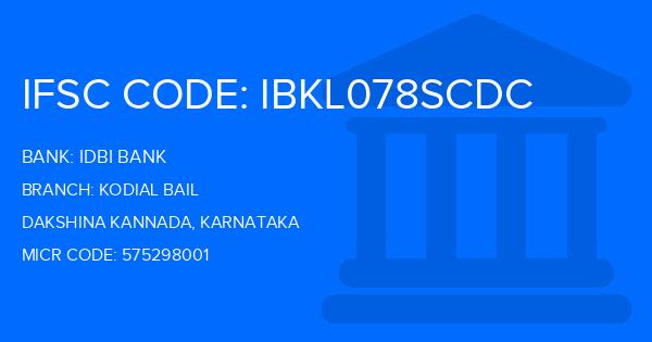 Idbi Bank Kodial Bail Branch IFSC Code