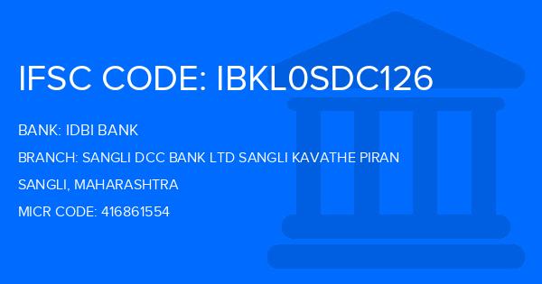 Idbi Bank Sangli Dcc Bank Ltd Sangli Kavathe Piran Branch IFSC Code