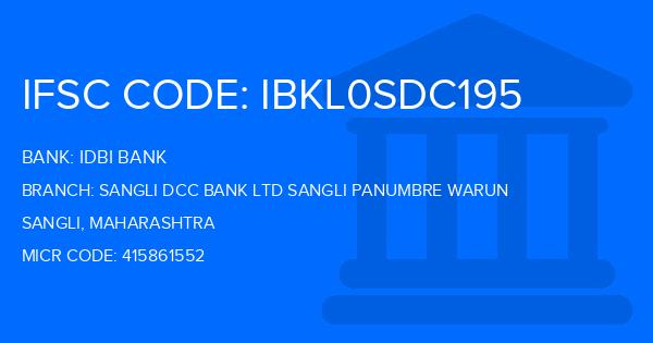 Idbi Bank Sangli Dcc Bank Ltd Sangli Panumbre Warun Branch IFSC Code