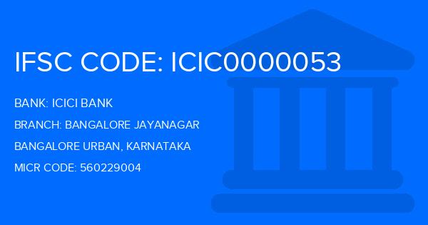 Icici Bank Bangalore Jayanagar Branch IFSC Code
