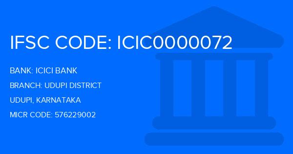 Icici Bank Udupi District Branch IFSC Code