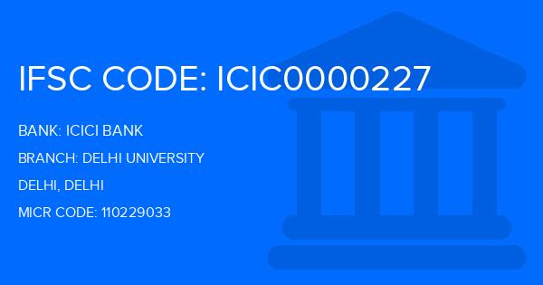 Icici Bank Delhi University Branch IFSC Code