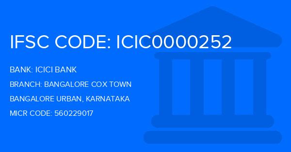 Icici Bank Bangalore Cox Town Branch IFSC Code