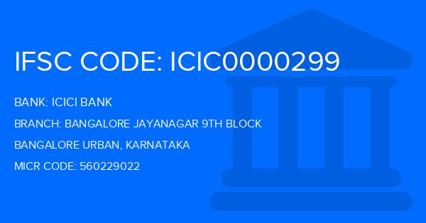 Icici Bank Bangalore Jayanagar 9Th Block Branch IFSC Code