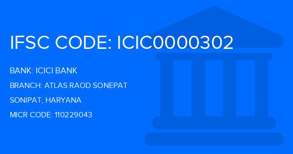 Icici Bank Atlas Raod Sonepat Branch IFSC Code