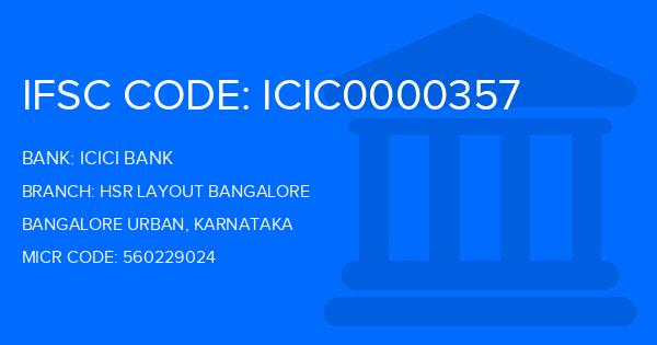 Icici Bank Hsr Layout Bangalore Branch IFSC Code