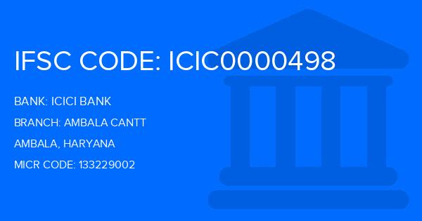 Icici Bank Ambala Cantt Branch IFSC Code