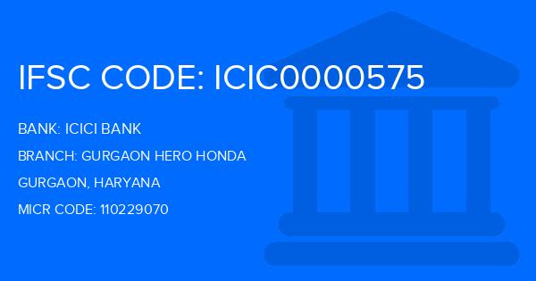 Icici Bank Gurgaon Hero Honda Branch IFSC Code