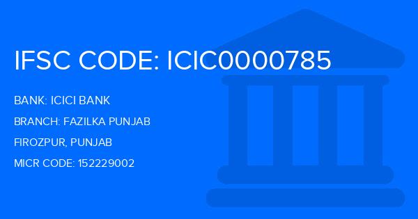 Icici Bank Fazilka Punjab Branch IFSC Code