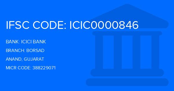 Icici Bank Borsad Branch IFSC Code