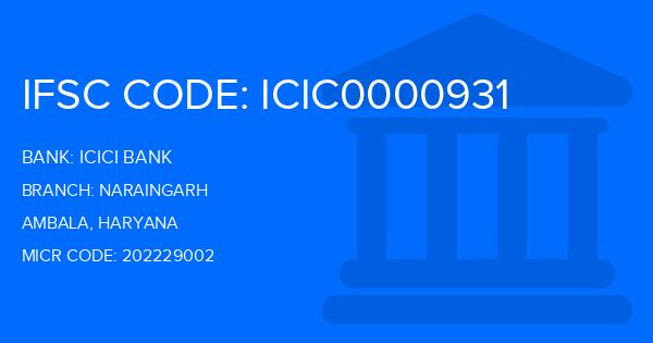 Icici Bank Naraingarh Branch IFSC Code
