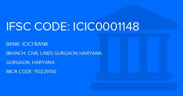 Icici Bank Civil Lines Gurgaon Haryana Branch IFSC Code