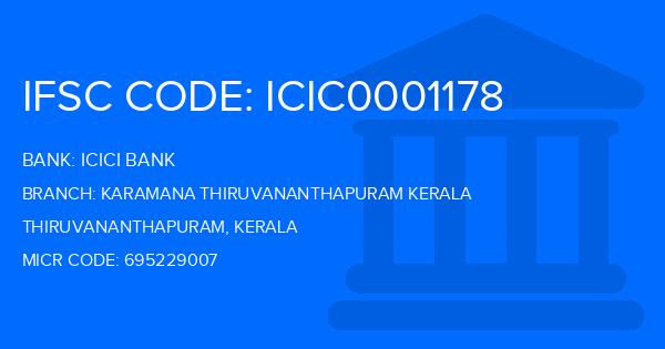 Icici Bank Karamana Thiruvananthapuram Kerala Branch IFSC Code