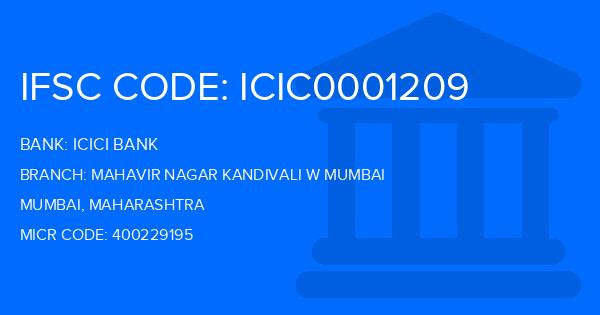 Icici Bank Mahavir Nagar Kandivali W Mumbai Branch IFSC Code