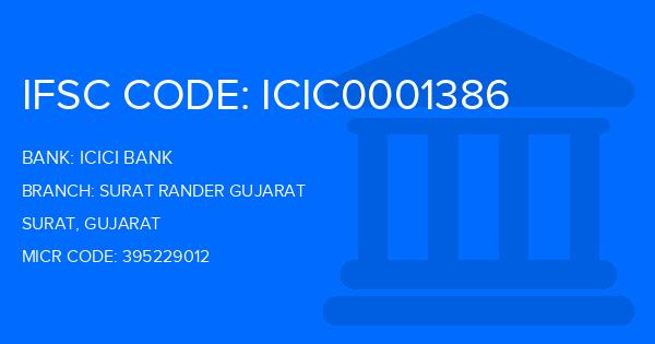 Icici Bank Surat Rander Gujarat Branch IFSC Code