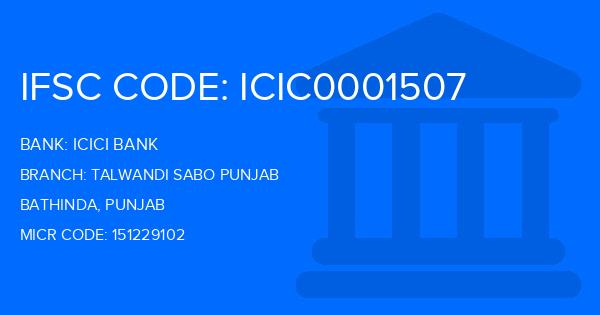 Icici Bank Talwandi Sabo Punjab Branch IFSC Code