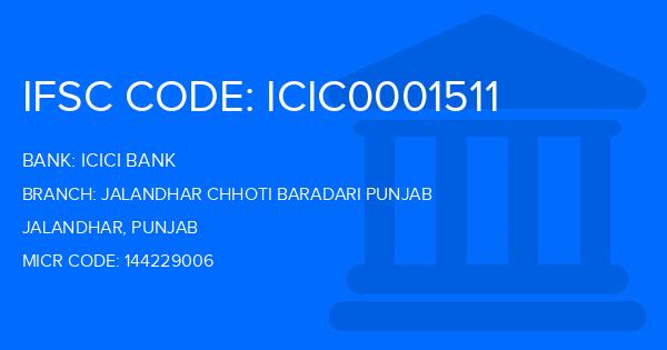 Icici Bank Jalandhar Chhoti Baradari Punjab Branch IFSC Code