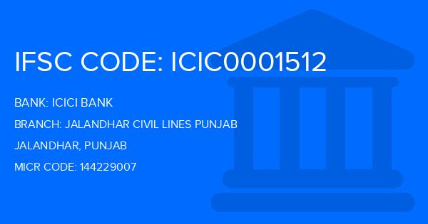 Icici Bank Jalandhar Civil Lines Punjab Branch IFSC Code