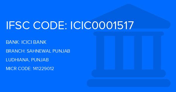 Icici Bank Sahnewal Punjab Branch IFSC Code