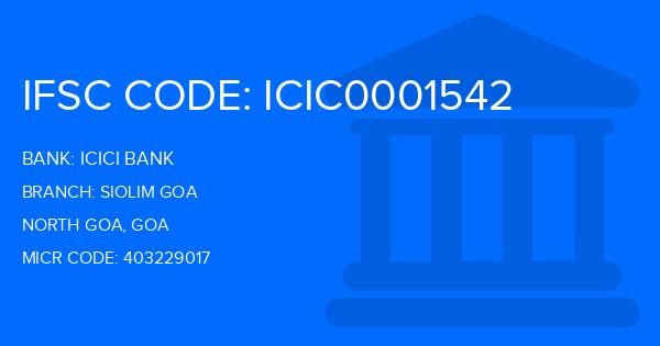Icici Bank Siolim Goa Branch IFSC Code