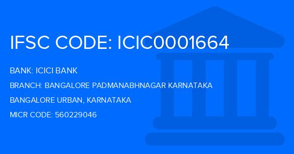 Icici Bank Bangalore Padmanabhnagar Karnataka Branch IFSC Code