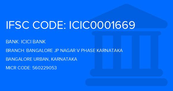 Icici Bank Bangalore Jp Nagar V Phase Karnataka Branch IFSC Code