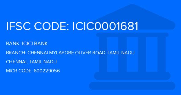 Icici Bank Chennai Mylapore Oliver Road Tamil Nadu Branch IFSC Code
