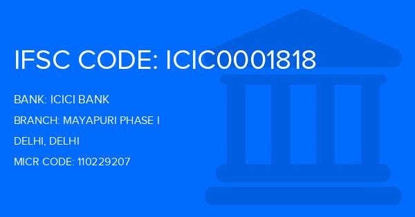 Icici Bank Mayapuri Phase I Branch IFSC Code