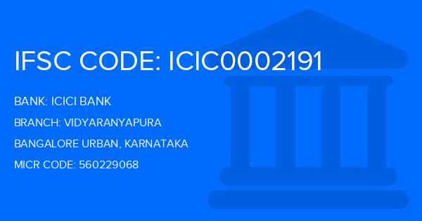 Icici Bank Vidyaranyapura Branch IFSC Code